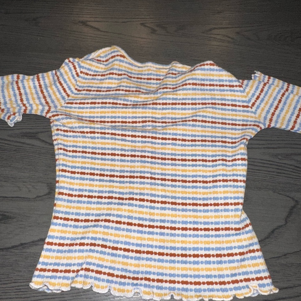 White Fox Boutique Orange and Blue Button Down Shirt - Picture 3 of 3